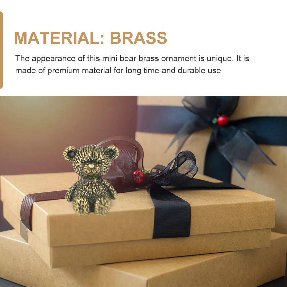 

Retro Brass Bear Desktop Ornament Mini Bear Shape Craft For Home Office Decor Chinese Style Blessing Gift Table Decoration