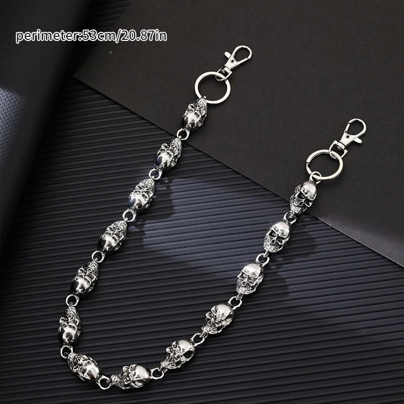 Skull Keychain Wallet Chain, Punk Gothic Metal Jean Key Ring for Men Women, Hip Hop Biker Pants Keychain Accessory view 3