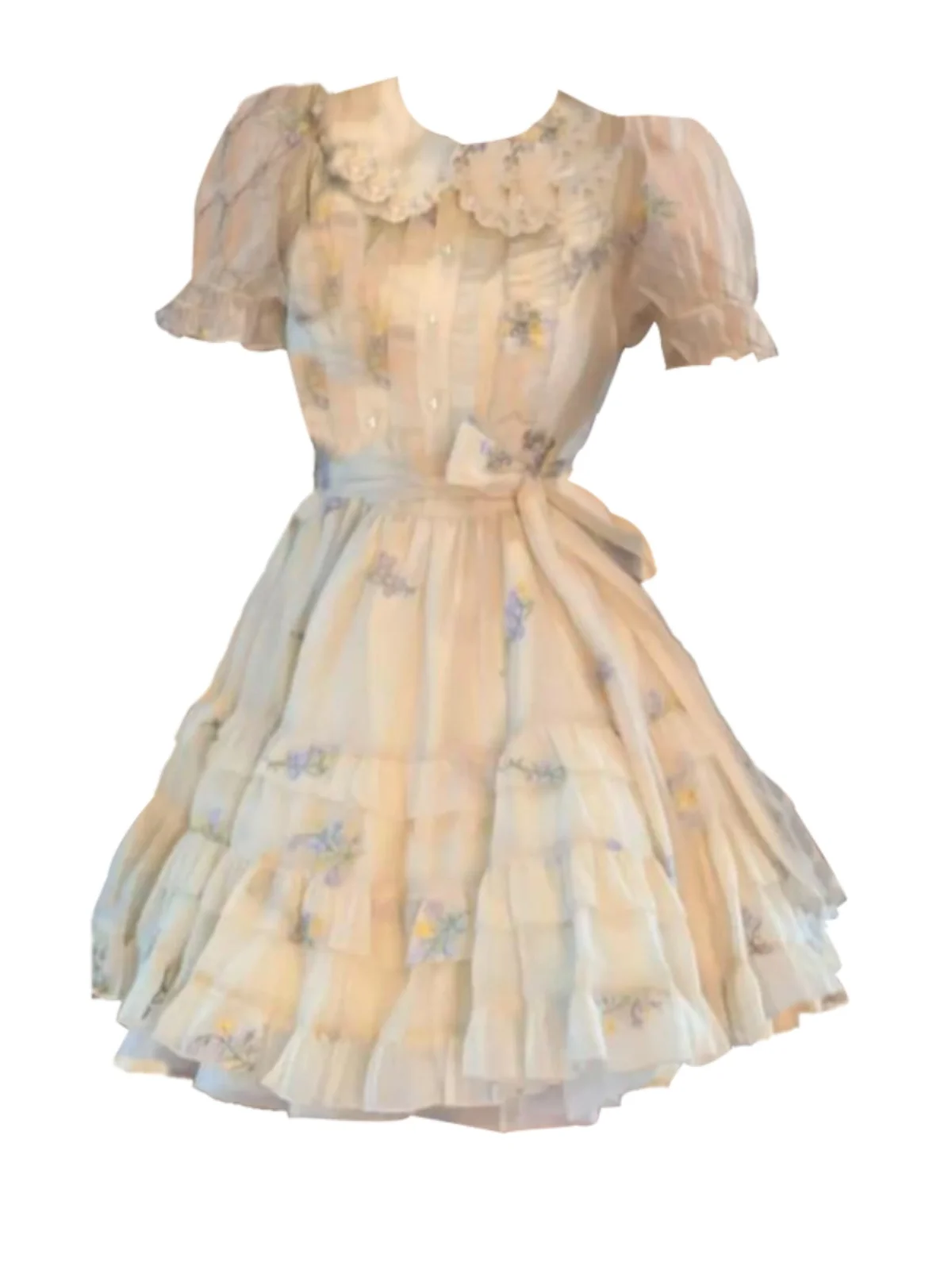 

Sweet Floral Print Dr Women's Tea Break Faionable Pleated Waist Knot ort Skirt Korean Sle Commute