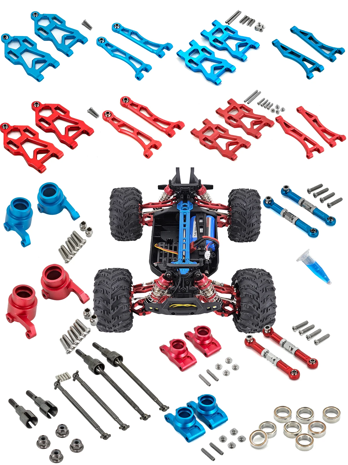 Mise à niveau de Suspension avant et arrière en métal, moyeux de roue, roulement, Rob de direction, pièces en aluminium pour SCY16101,16102Pro,16104,SG116,Q130 ect