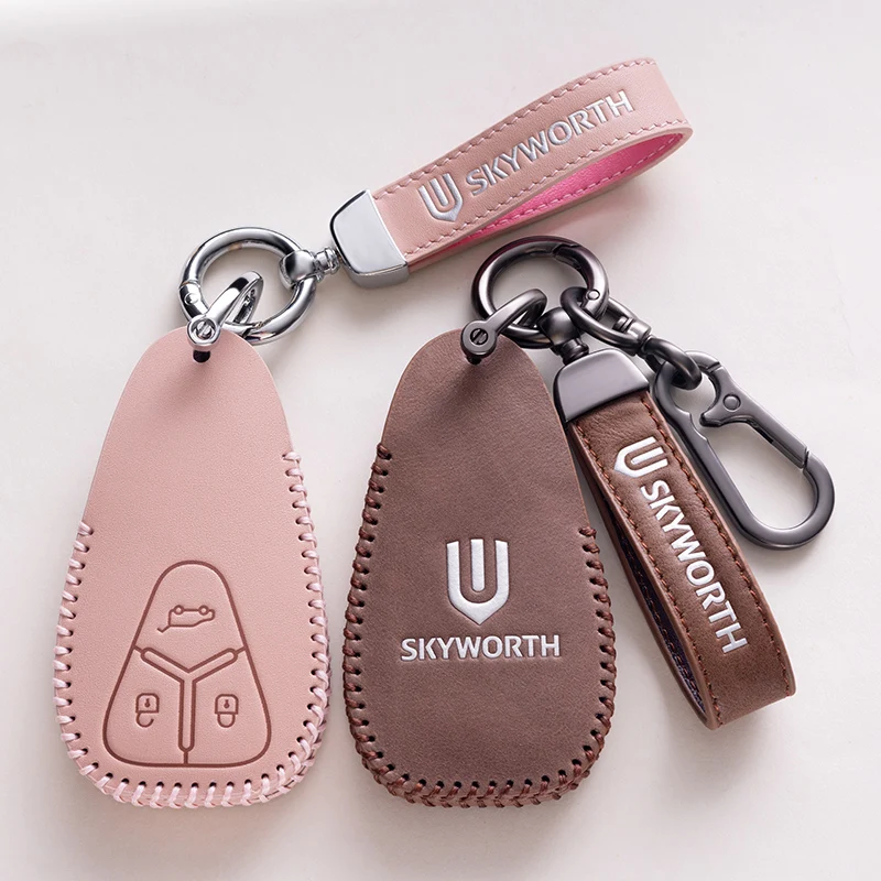 Key Fob Cover For Skyworth HT-i EV6 ET5 2023 Leather Key Case Key Chains Car Accessories