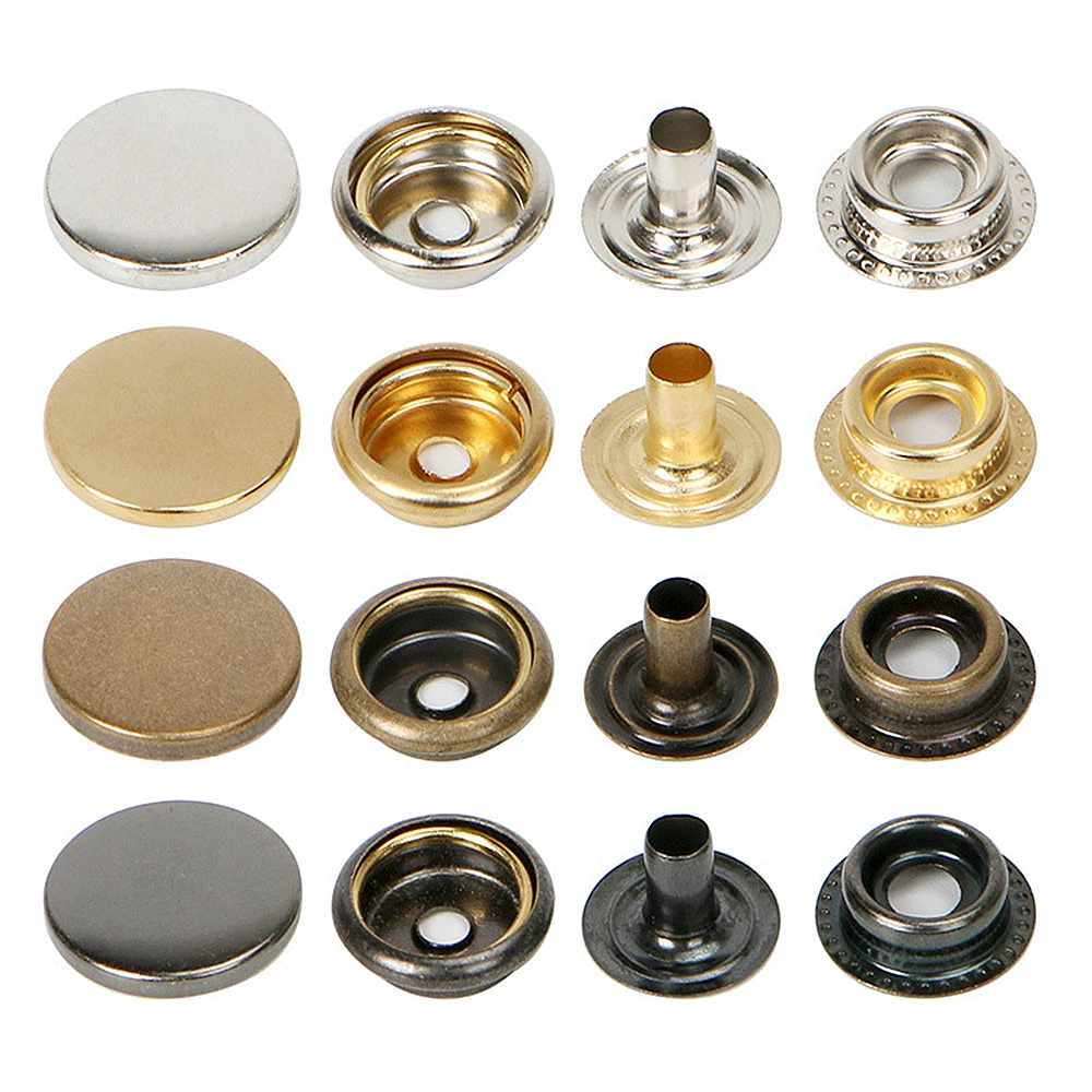 10mm 12.5mm 15mm Metalowe guziki dociskowe Akcesoria do szycia Botones Zatrzask do odzieży Kurtki Skórzane zatrzaski