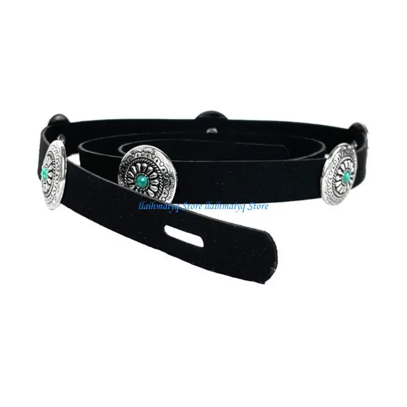 

573B Punk Body Chains for Dress Stage Dancing for Women Girls Carving Charm Hot Girl Oversize Y2K Engraved Flower Jeans Belt