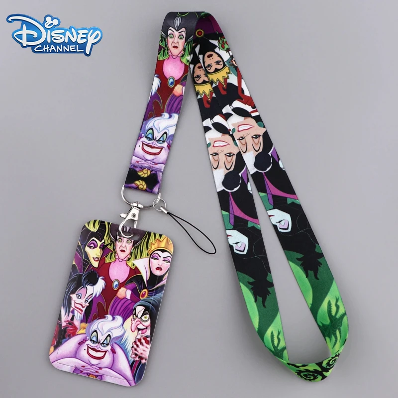 Disney Villains Card Holder Evil Queen Neck Strap Lanyards Keychain ID Bus Credit Card Pass Hang Rope Lariat Keyrings Lanyard