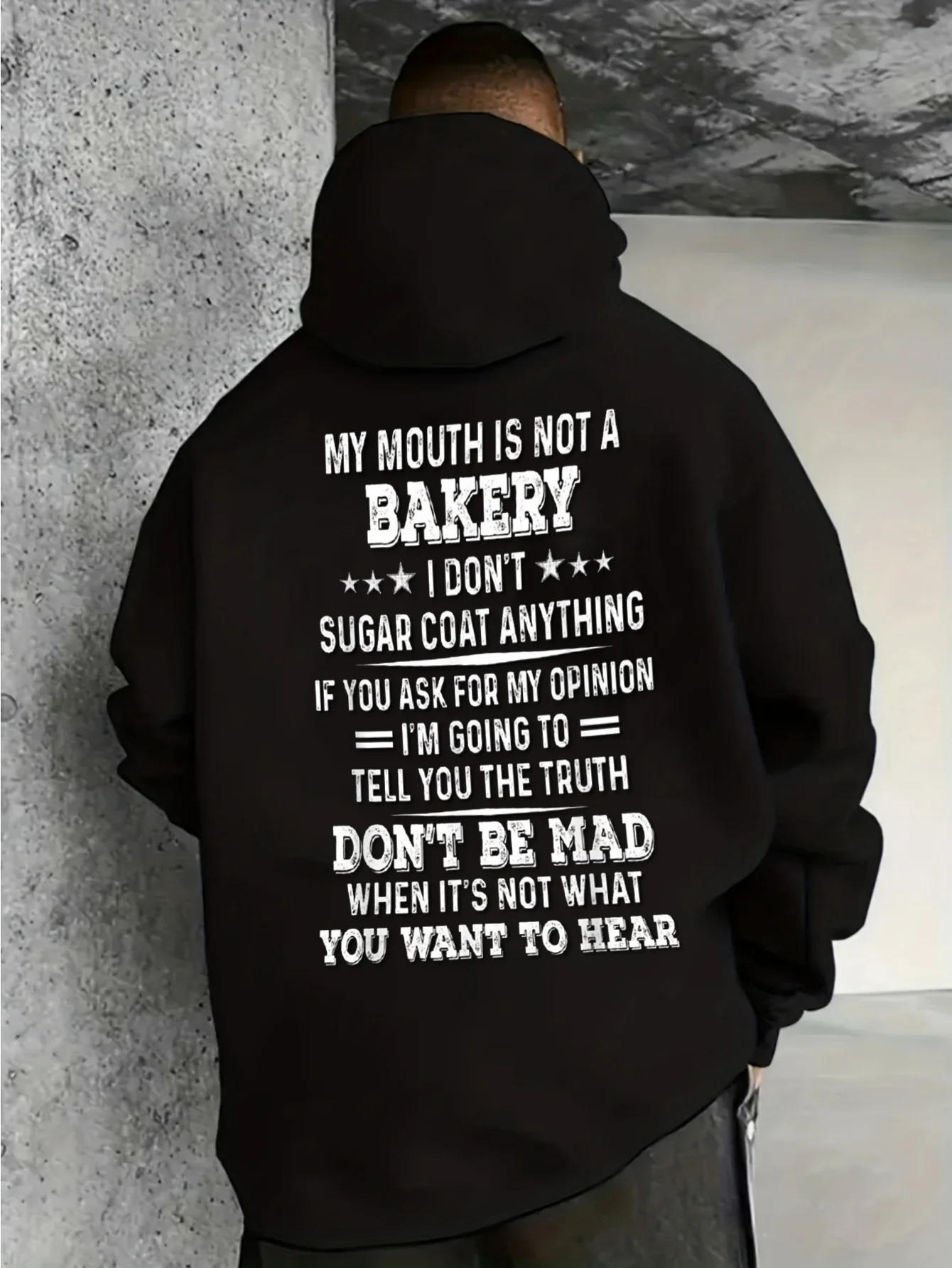 Men's Hooded Sweatshirt with Satirical and Humorous Statement Print, Plus Size
