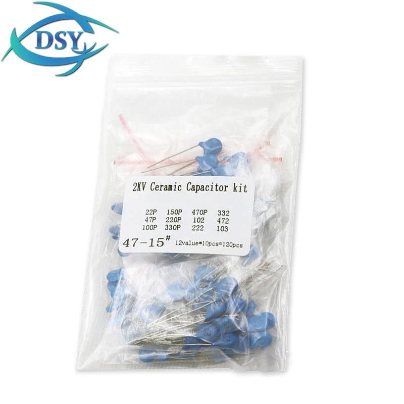 2KV ตัวเก็บประจุเซรามิคแรงดันสูง 120PCS = 12 ค่า * 10PCS ชุด 2KV 102 222 332 472 103 22P 47P 100P 150P 220P 330P 470P