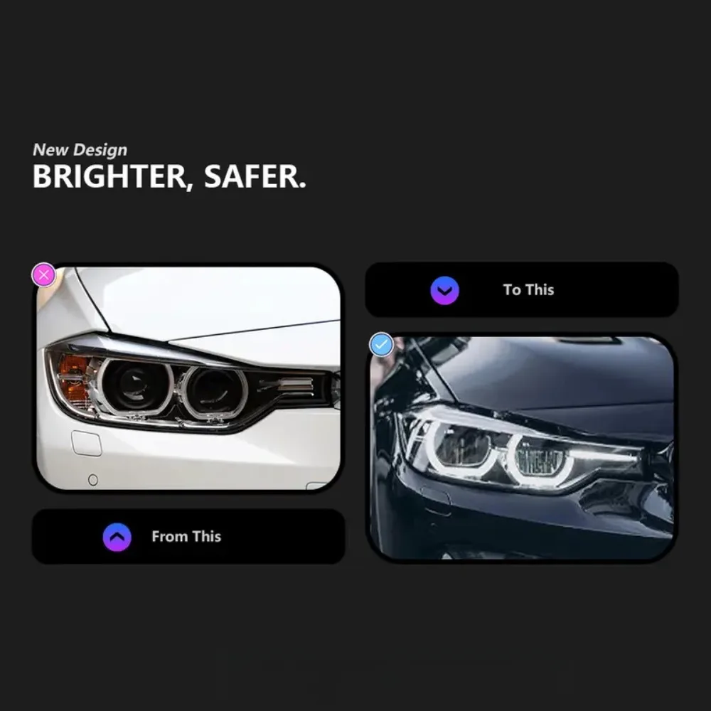 TYPY 2Pcs Car Lights For BMW F30 2012-2019 F31 LED Headlight 320i 318i 325i LED Head Lamps Daytime Running Lights DRL Turn Signal Auto Accesories
