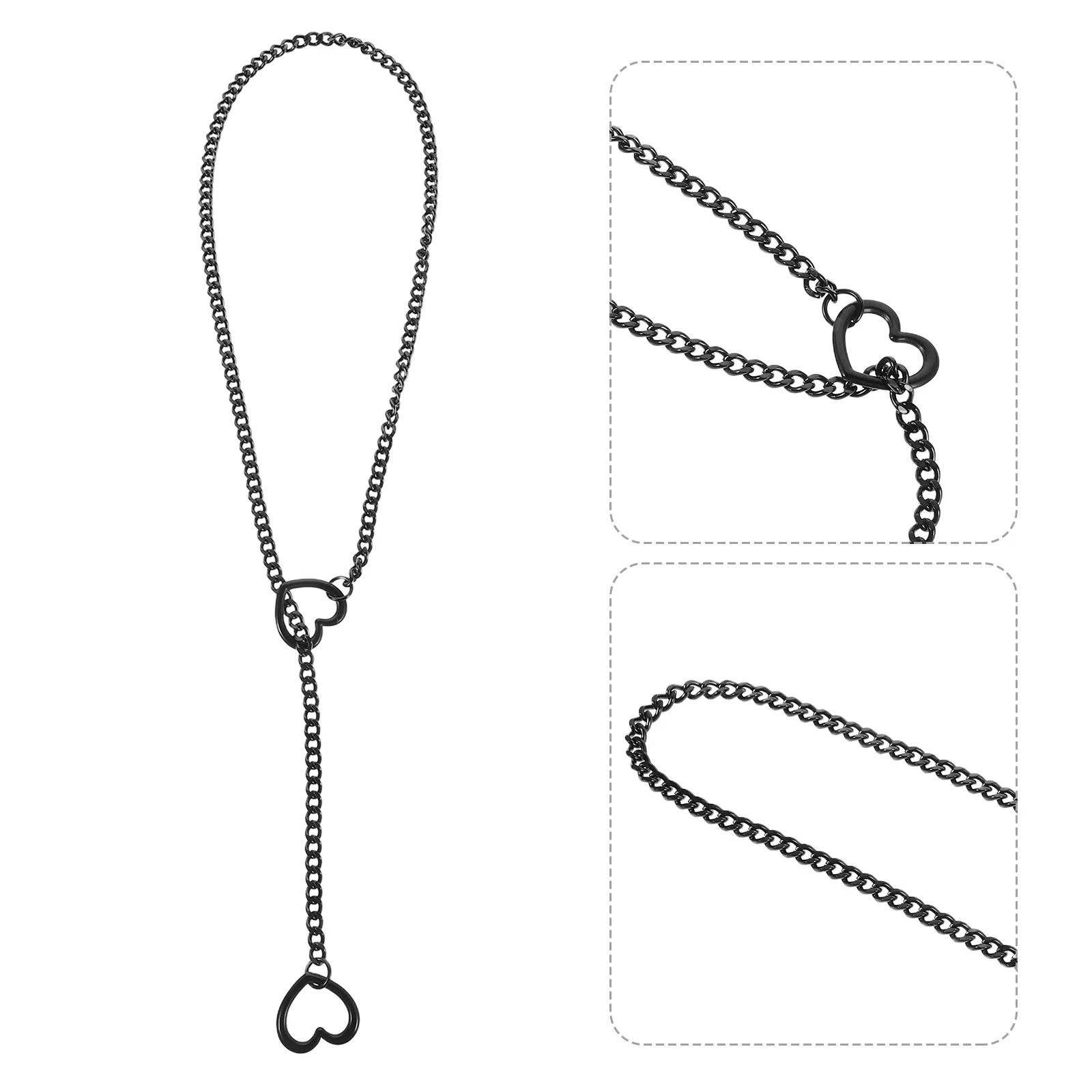 

Punk Gothic 26mm Heart Y Necklace Stainless Steel Long Chunky Chain Jewelry for Women and Girls Womens Necklace