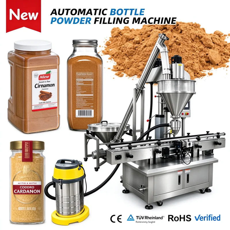 Powder Filling Machine Stainless Steel Semi Auto 2g to 50g Auger Doser for Seasoning Powder Small Bottle Packing
