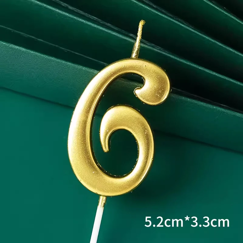 Curve Gouden Cijfers 0-9 Gelukkige Verjaardagstaartkaarsen Creatieve Decoraties Voor Kinderen Eerste Verjaardag Nummerkaarsen