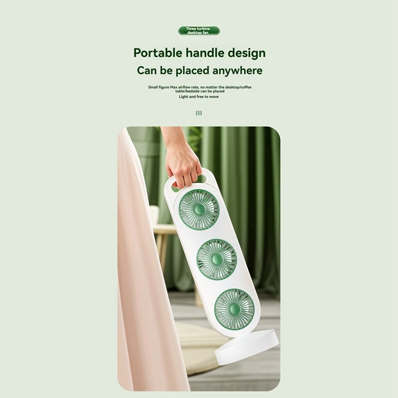 ГОРЯЧИЙ! Вентилятор с тройной турбинной, зарядка через USB, настольный вентилятор с высоким ветром, вентилятор для домашнего общежития, бесшумная работа
