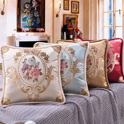 European Jacquard Classical Sofa Pillowcase Home Office Nap Pillow Car Waist Support Backrest Fundas De Cojines Drop Shipping