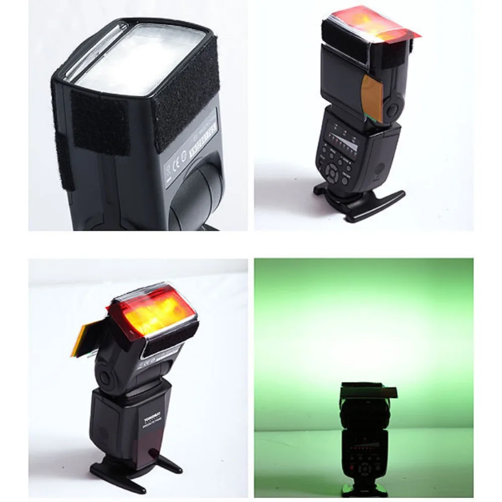 12 Colors Camera Flash Gels Lighting Filter Kit with Universal Velcro Band Holder for Speedlite Portrait Studio DIY Photography view 3