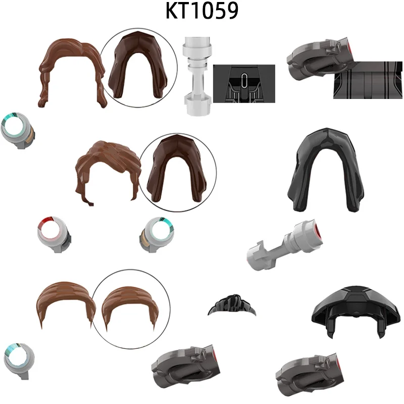 액션 피규어 무기 바지 헤어 부품 모델 블록, MOC 브릭 세트, 어린이 선물 장난감, KT1059