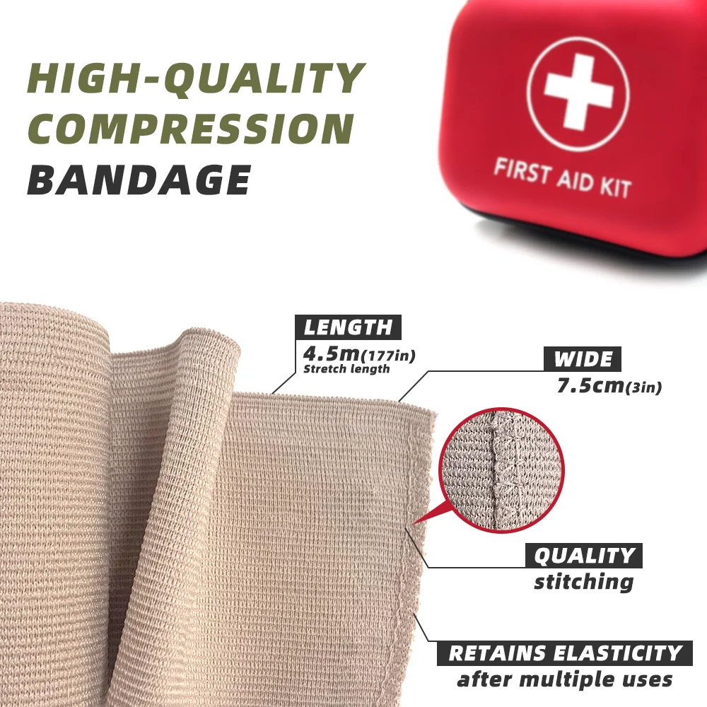 Groothandel 1 Stuks 7.5Cm/10Cm X 4.5M Hoge Elastische Bandage Comfortabele Polyester Rubber Bandage Noodsituatie Voor EHBO-Kits