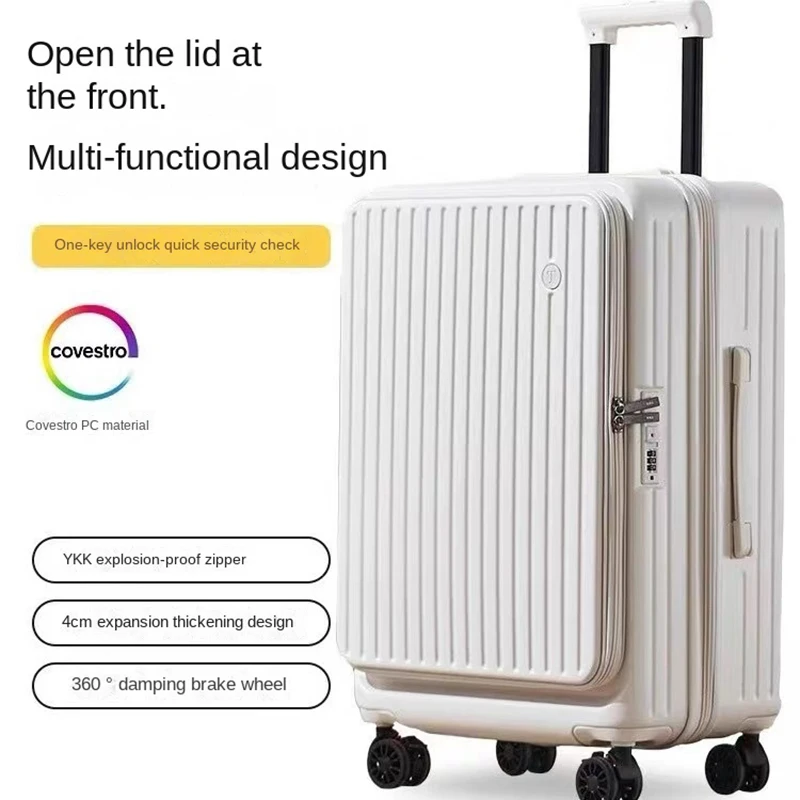 Maleta Expandible con Apertura Frontal y Cierre de Cremallera, Maleta de Mano de 20 Pulgadas, Maleta de Viaje de 24/28 Pulgadas con Ruedas con Freno