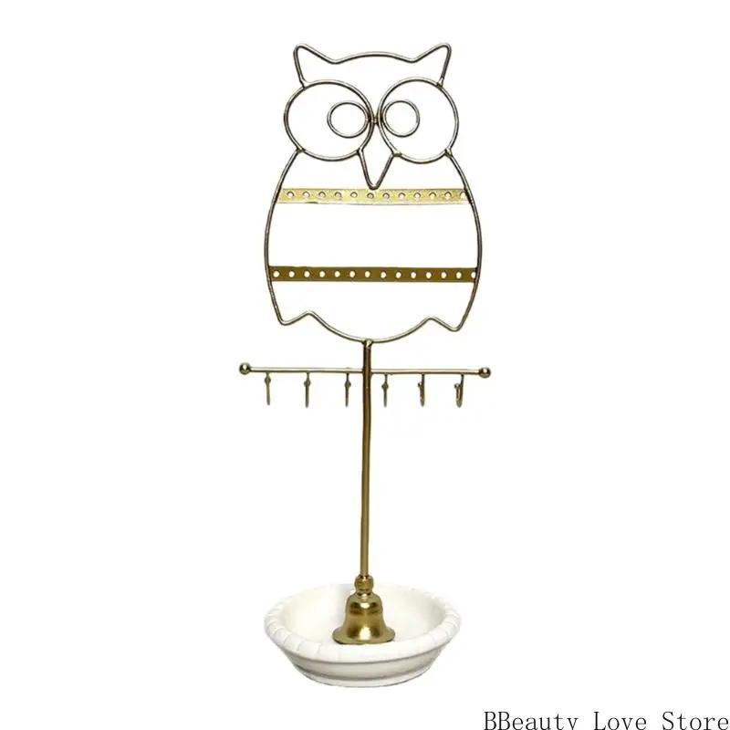 

Подставка для ювелирных изделий в форме совы с керамической основой для хранения ожерелья, серег, браслета и домашнего декора