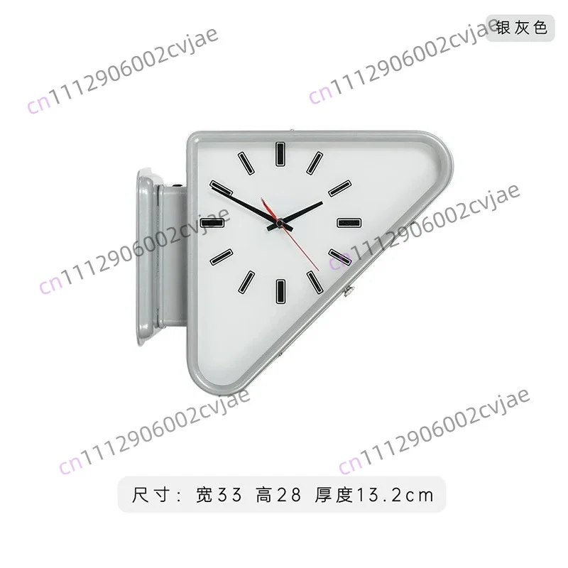 Double Sided Triangular Metal Wall Clock Silent Non Ticking Minimalist Corner Wall Decor Clock