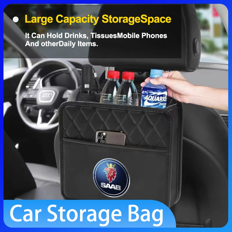 

Car Backseat Organizer Multifunction Leather Interior Hanging Storage Bag For SAAB Scania 93 95 9000 900 9-4X 9-2X 9-X Monster