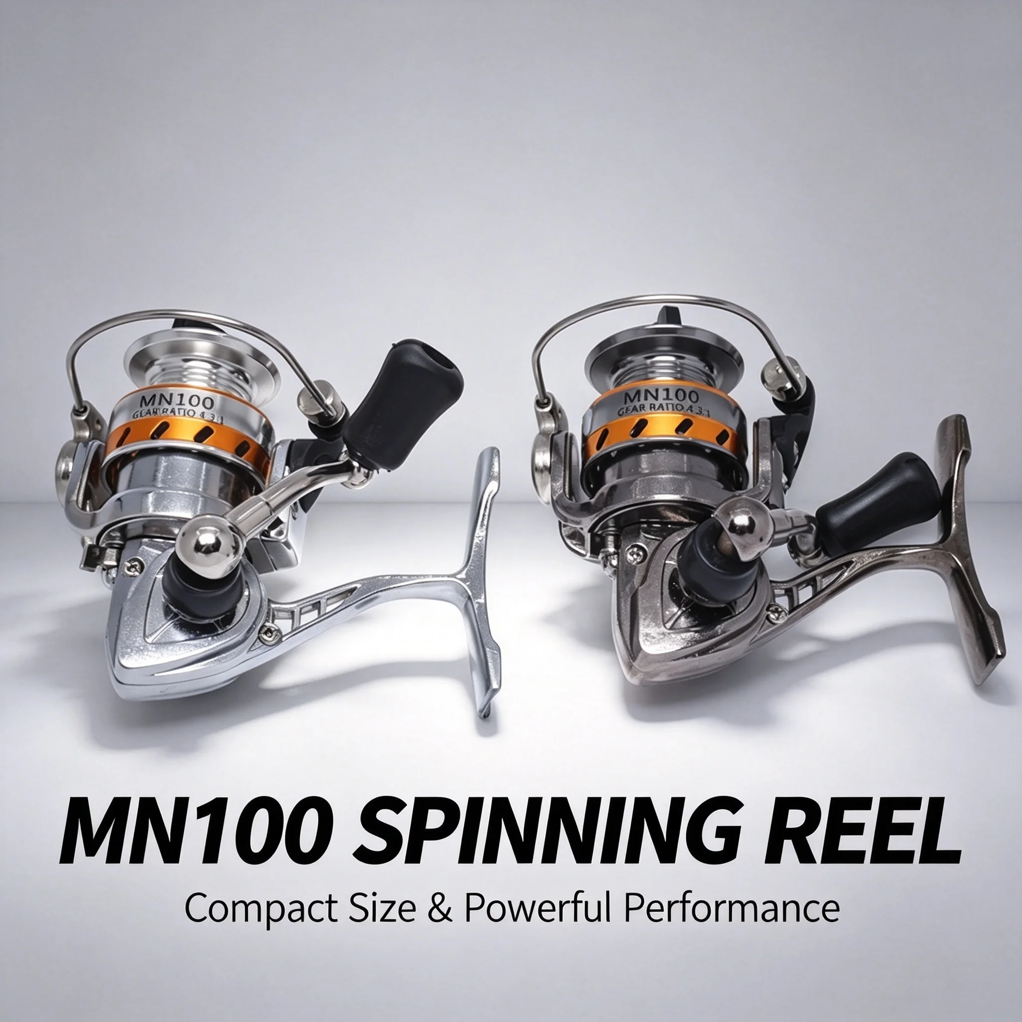 1 PC MN100 Mini Full Metal Spinning Fishing Reel, 4.3:1 Gear Ratio, Silver & Gray Available, Left/Right Interchangeable Handle