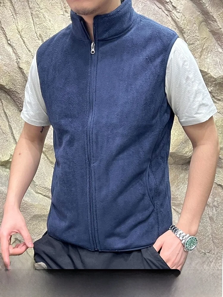 

Внутренний носимый мужской жилет Fce Lamb Fur Cosite с воротником-стойкой на открытом воздухе, осенне-зимний молодежный жилет-стойка с застежкой-молнией...