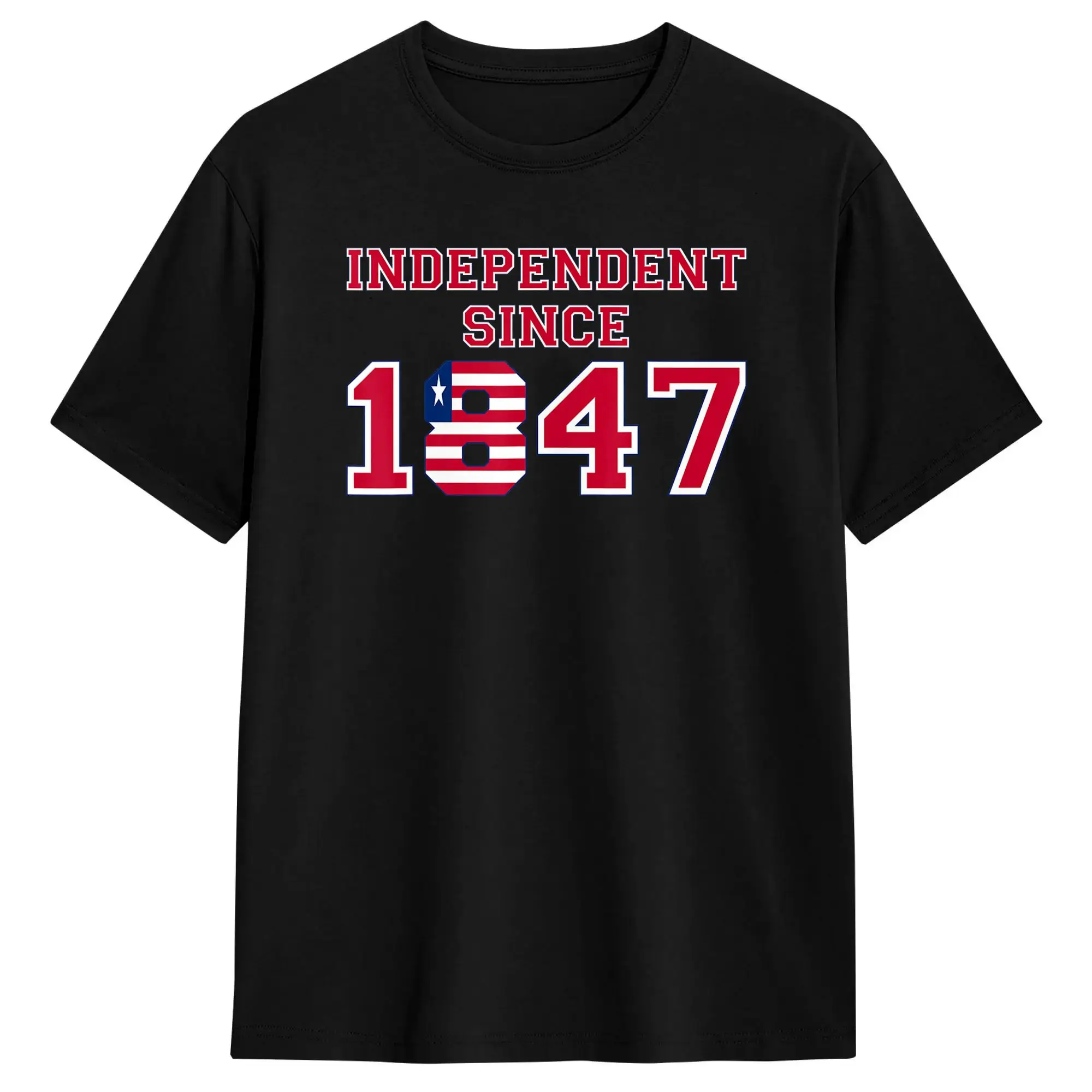Men's T-Shirts Liberia Independent Since 1847 Vintage Cotton Tees Short Sleeve  T Shirt Round Neck Clothes Birthday Gift