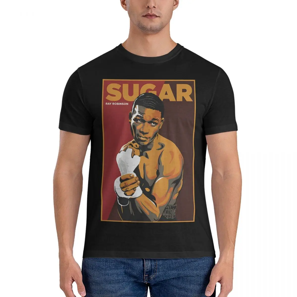 Sugar Ray Robinson T-Shirt T Shirt for Men Cotton Vintage Round Collar M-Mike Tyson Tee Shirt Short Sleeve Tops Birthday Present