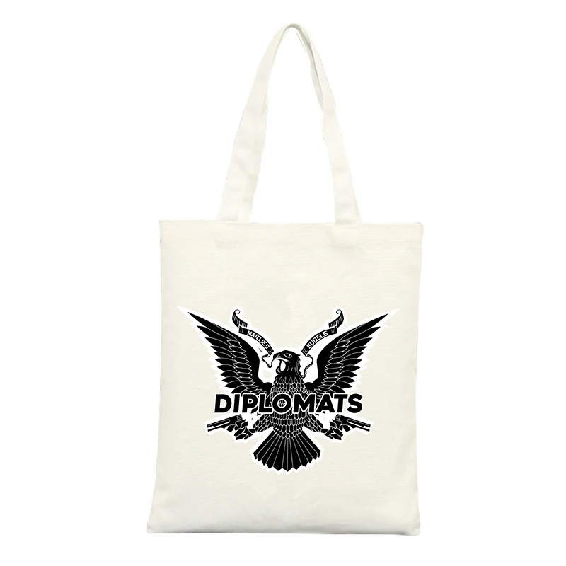 Eagle Graphic Canvas Tote Bag with Letter Print, Urban Style for Casual Shopping and Daily Use