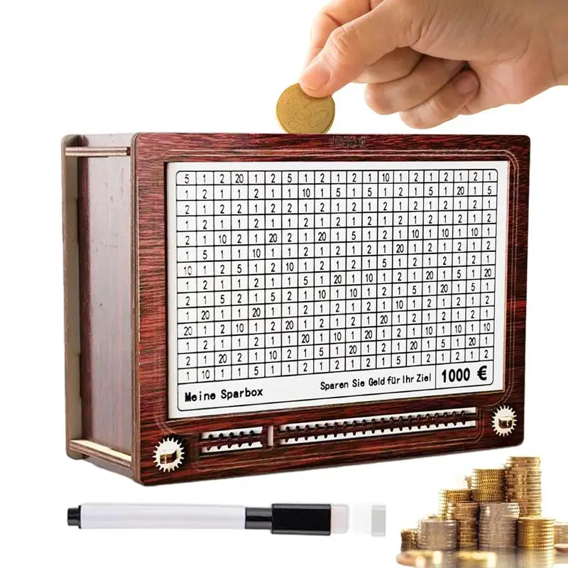 

Money Bank Money Box For Cash Saving Wood Sorter Stand Container Holder With Counter For Classroom Travel Work School Men