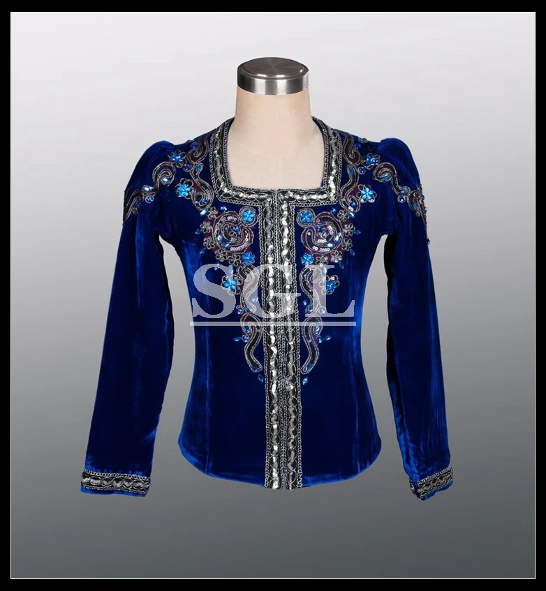 

FLTOTURE Высококачественная классическая профессиональная темно-синяя бархатная ткань мужская балетная верхняя одежда с длинными рукавами туника для мальчиков на продажу