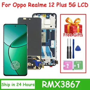 Bilashmart Super AMOLED Realme 12 Plus 5G LCD RMX3867 Display Screen Touch Digitizer Realme 12+ Display Replacement