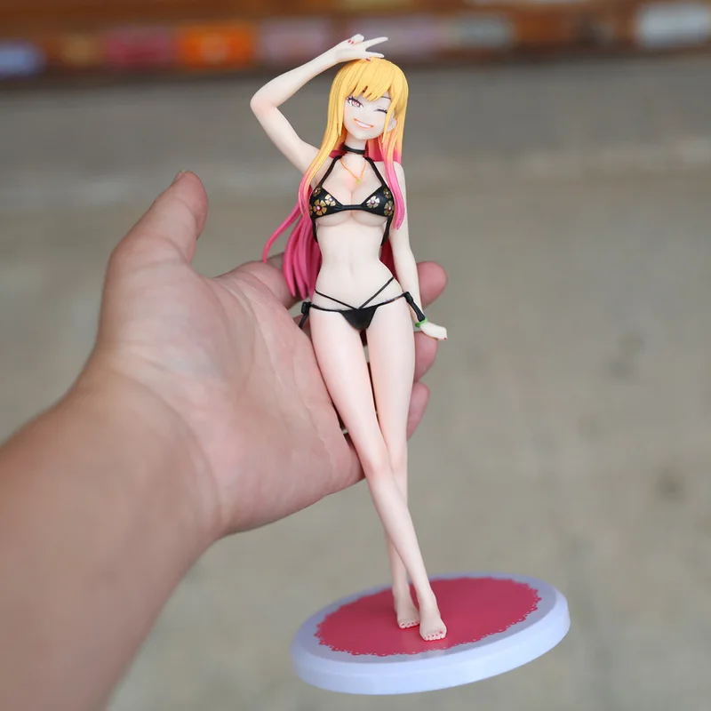 Maillot de bain figurine de dessin animé Kitagawa Marin, 23cm, Style Bikini, jolie fille, modèle debout fait à la main, ornement de bureau, jouet, cadeaux pour amis