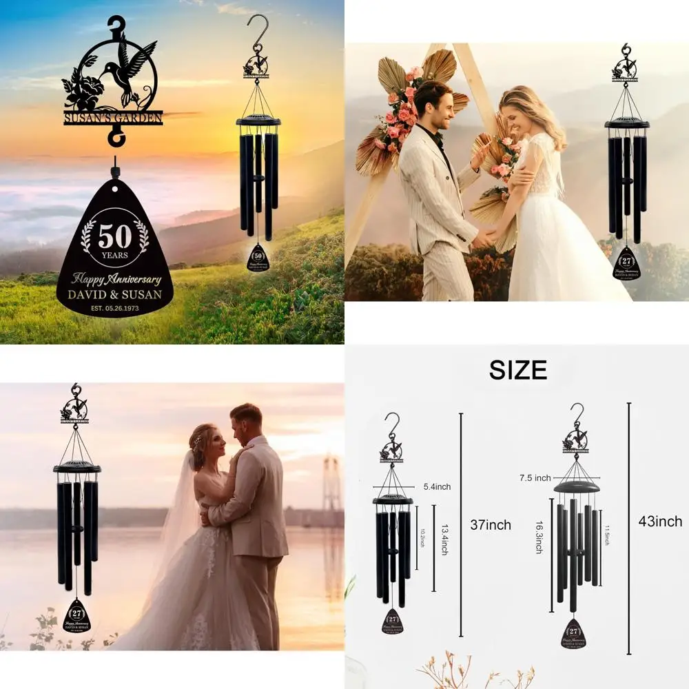 

customized hummingbird wind chime - memorial tribute for mother or grandmother, unique anniversary gift for couples