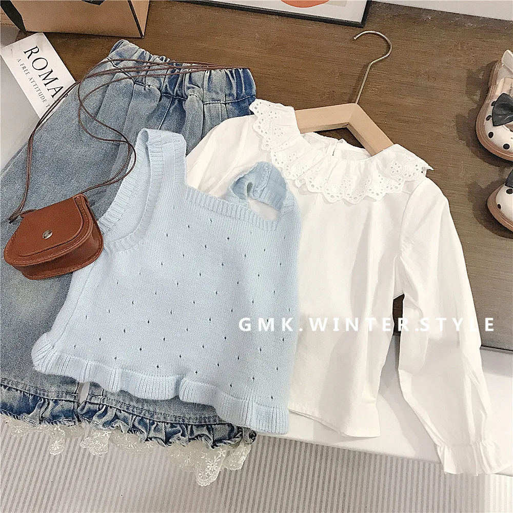 Girls' Set Spring and Autumn Style Children's Sweet Vest Two-piece Set Princess Good-looking Baby Autumn Outfit