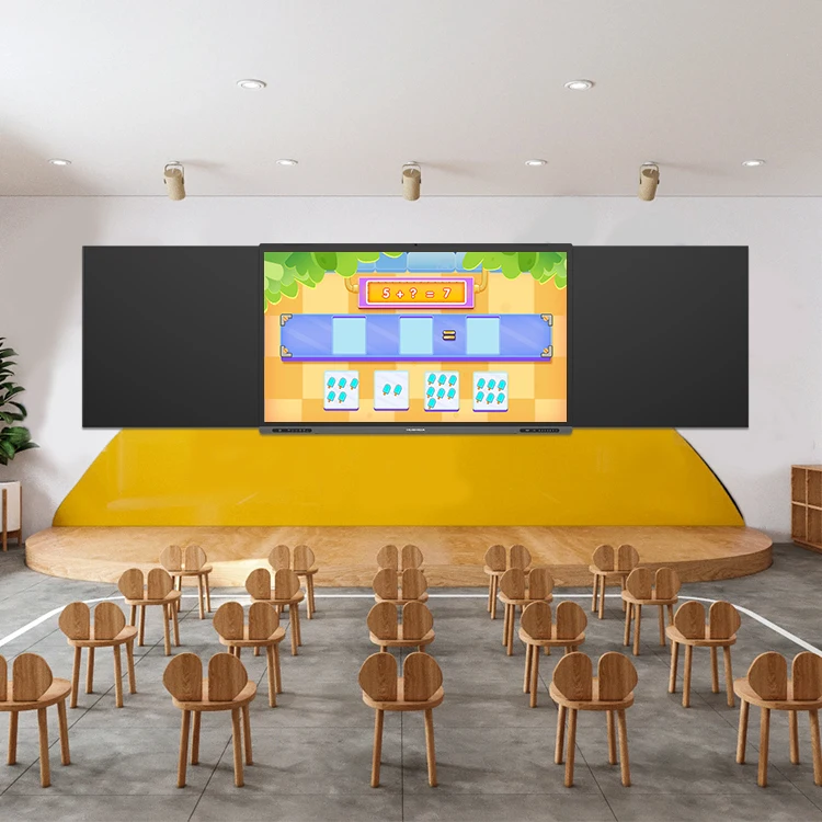 75 86 98 นิ้ว LCD โรงเรียนการเขียนการสอนการศึกษา BOARD มัลติมีเดียการสอน Movable Smart NANO กระดานดํา