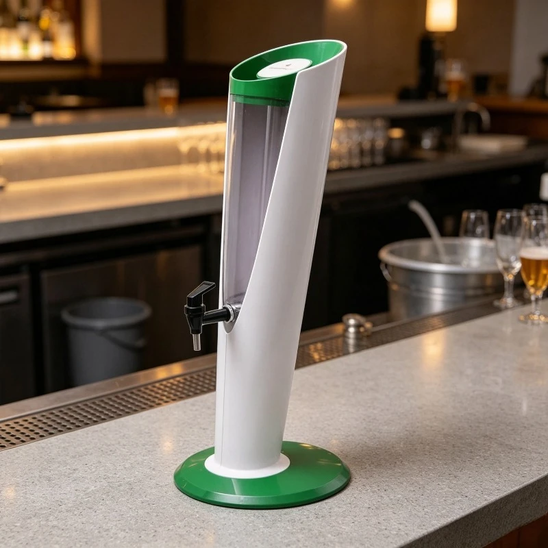Plastic Beverage Dispenser 3L Beer Tower Ice Tube Drink Dispenser Home Bar Dispenser