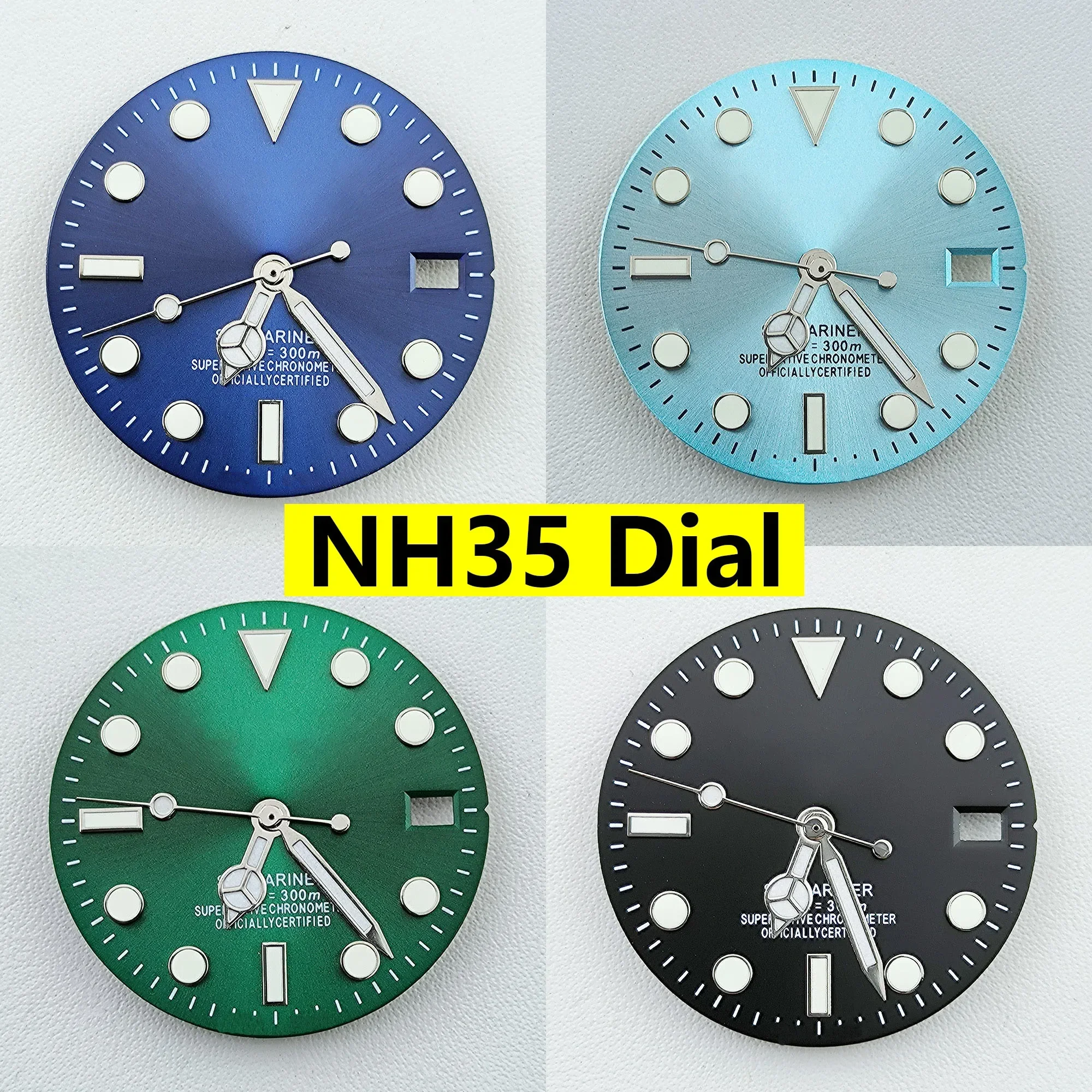 28.5mm NH35 Dial Watch Dial Hands Dial Green Luminous Face Parts for SUB Submariner NH35 NH36 Movement Watch Accessories