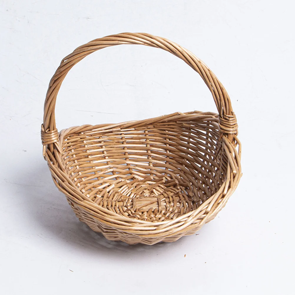 Wicker Picnic Basket Handle Empty Gift Basket Fill Open Top Market Harvest Baskets Garden Fruit Candy Wine Egg Gathering