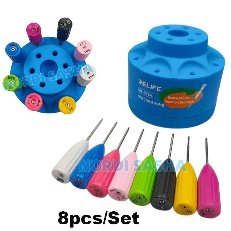 

8Pcs/Set Dental Laboratory Stainless Steel Implant Screw Driver Kit With Rotating Storage Box Dentist Micro Screwdriver Set