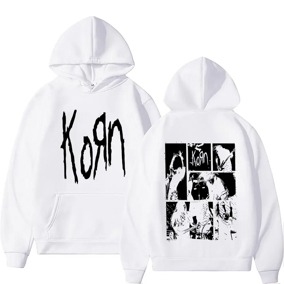 Alternative Nu Metal Rock Band Korn Double Sided Graphic Hoodie Men Loose Vintage Pullover Tracksuit Fleece New Style Hoodies