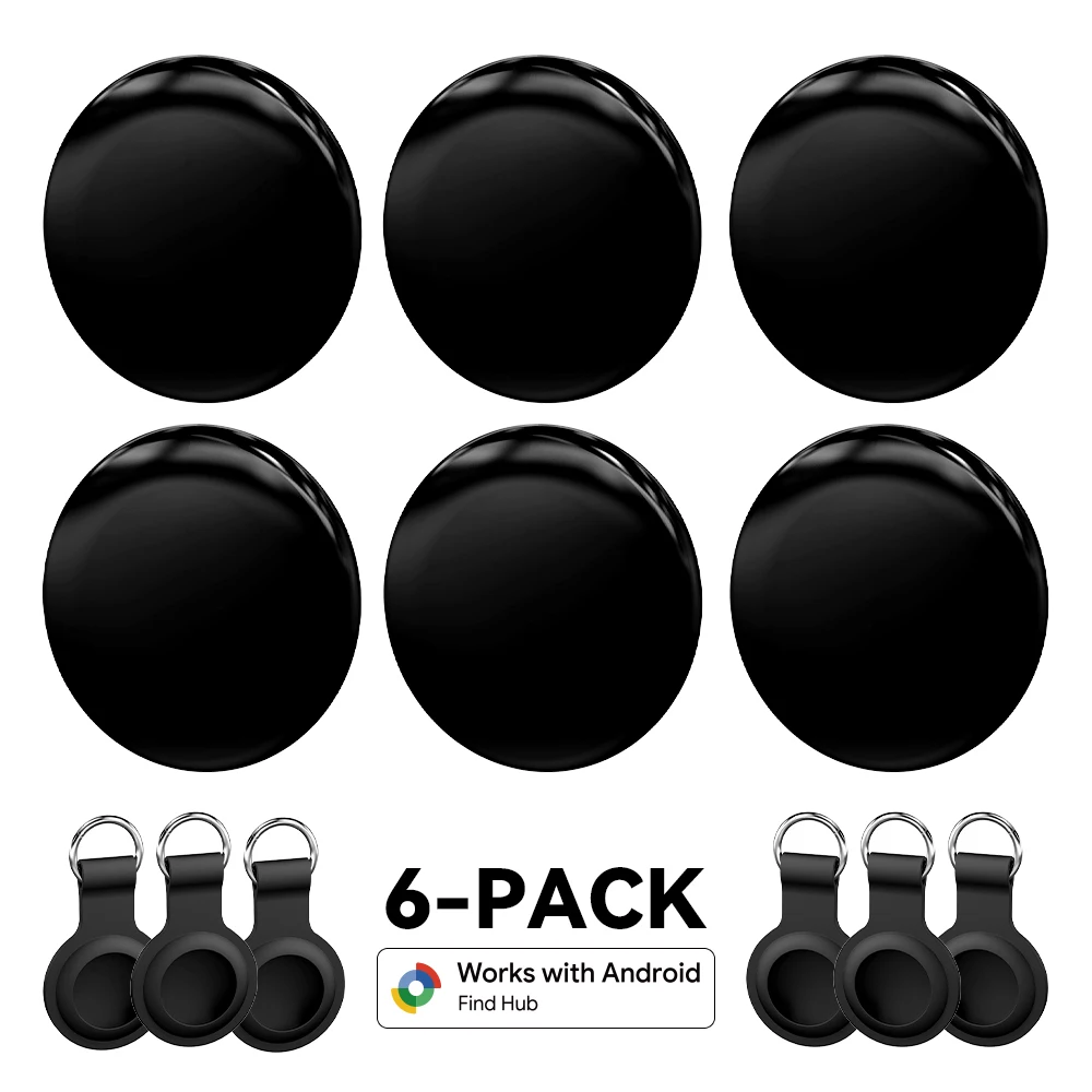 6er-Pack Globaler Standort-Tracker Kompatibel mit Google's Find Hub App Schlüssel- und Gepäck-Diebstahlschutz-Finder für Android-Geräte GMS