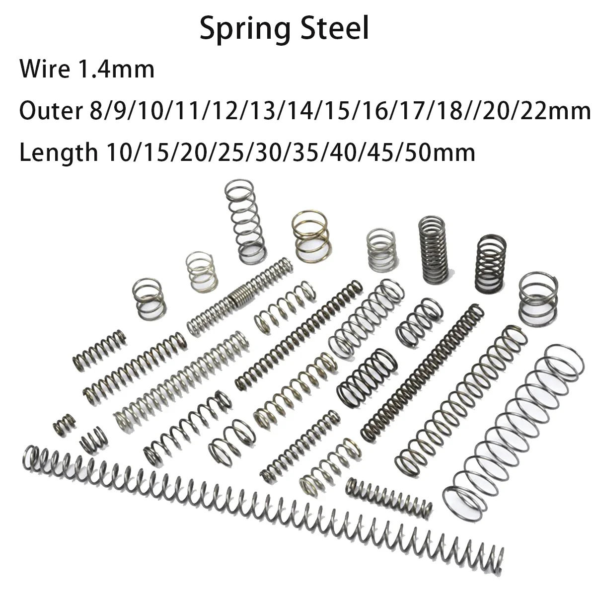 

Strong Steel Spring Compressed Miniature Ballpoint Pen Spring Wire 1.4mm Outer 8/9/10/11/12/13/14/15/16/17/18mm Length 10-50mm