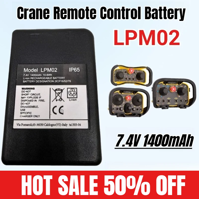 

7.4V 1400mAh for Autec LPM02 R0BATT00E08A0 Crane Remote Control Battery