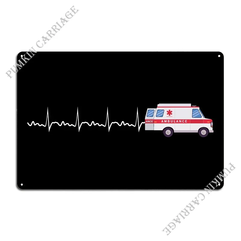 Ambulance Heartbeat Ambula Metal Signs Decoration Garage Club Character Decoration Tin Sign Poster