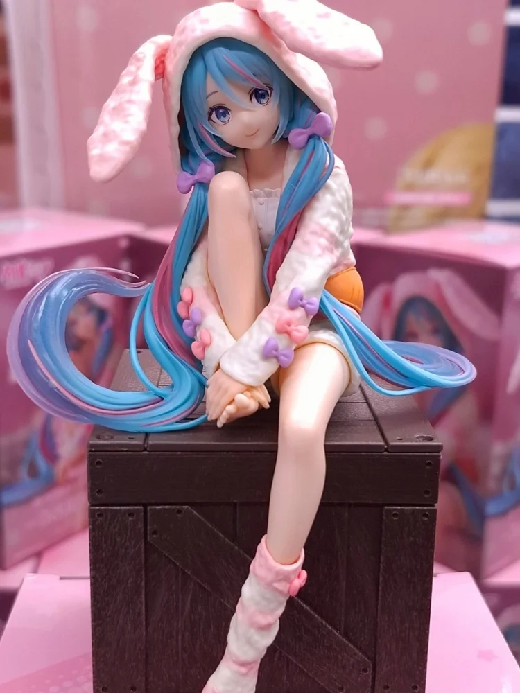 Genuine Furyu Hatsune Miku Rabbit Ear Pajamas Anime Peripheral Garage Kit Vocaloid Collectable Model Decorations