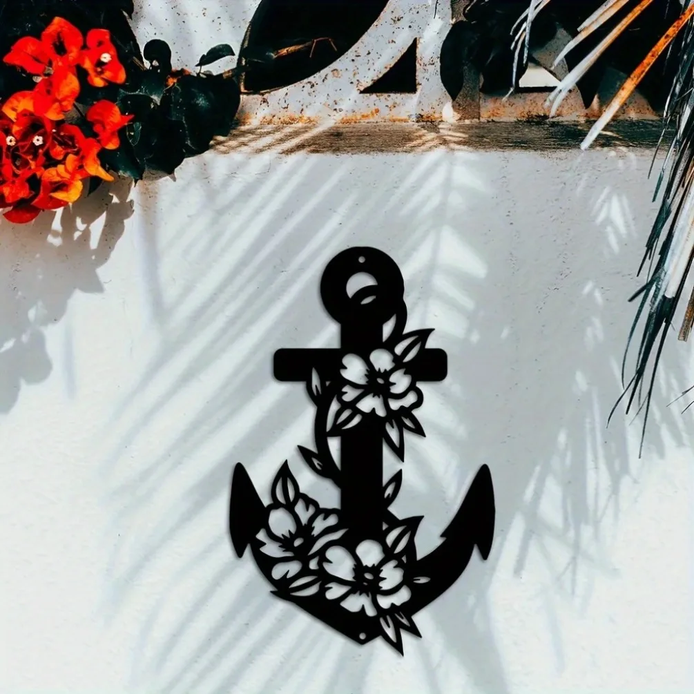 Anchor Laser Etched Metal Wall Art Iron Rustic Coastal Hanging Mural Nautical Decor Gift