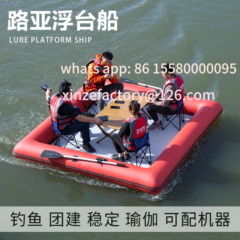 

Customizable pontoon boat camping fishing platform inflatable