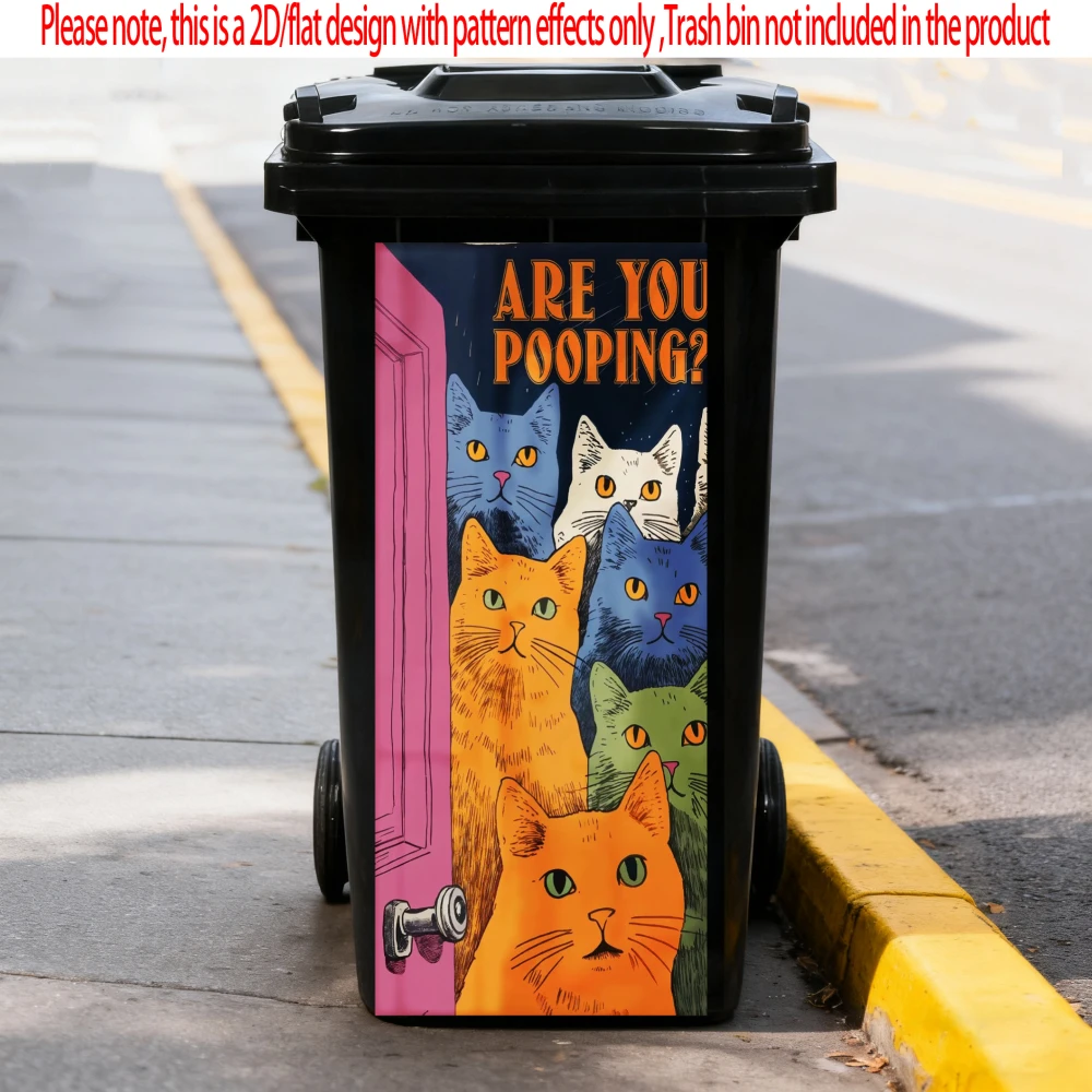 

Cat Are You Pooping Animal Trash Can Sticker Bin Stickers Waterproof Self Adhesive Wallpaper Home Wall Art Kitchen Decoration