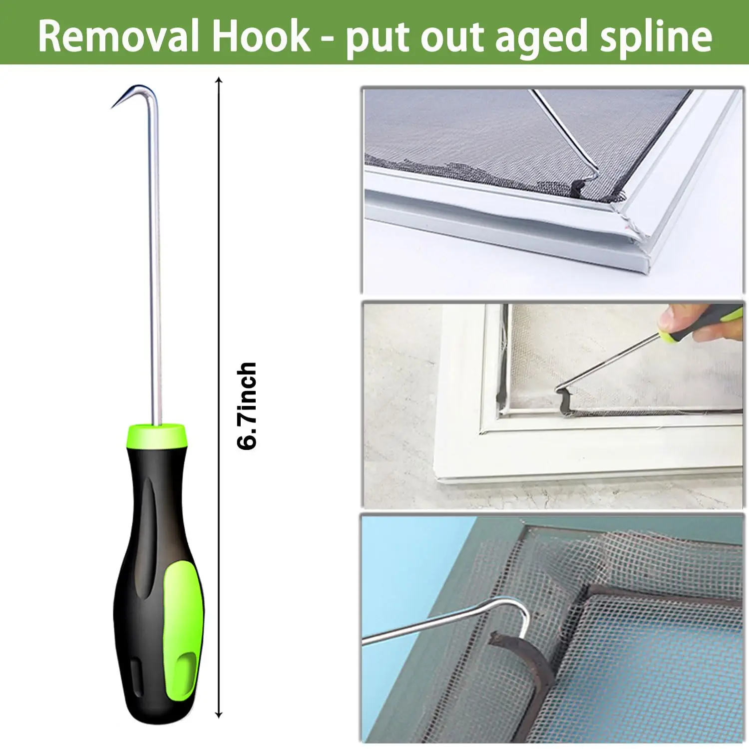 3Pcs Screen Tool, Window Screen Spline Roller Tool with Wooden Handle and Steel/Nylon Bearing Wheels, Mesh Screen Door Repair