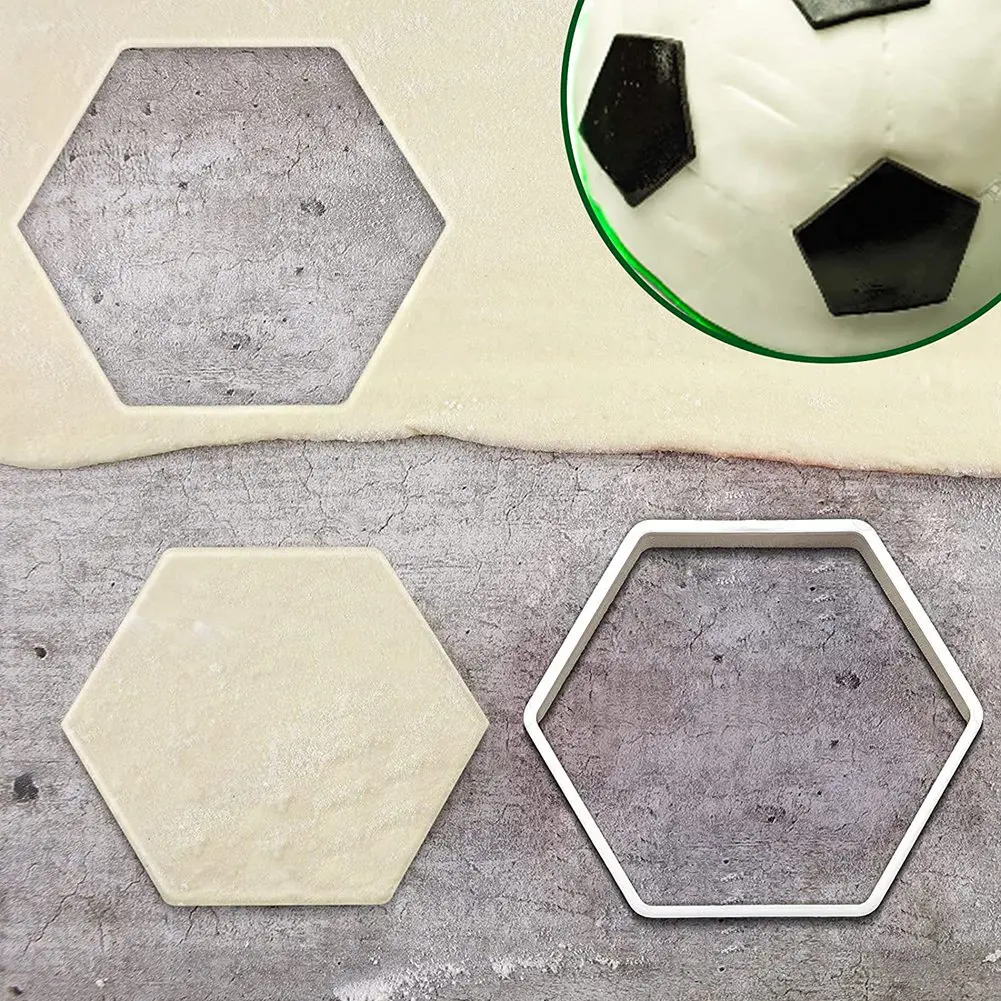 BAAG-Football Pattern Cookie Cutters Football Cake Fondant Hexagon Cutter For Kitchen DIY Cake Decorating Tools
